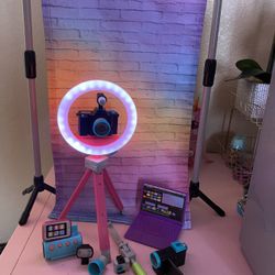 My Life As Vlogger Playset for 18" Dolls, Multi-Color, 21 Pieces Included