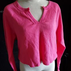 Fuchsia Long Sleeve Crop Top New