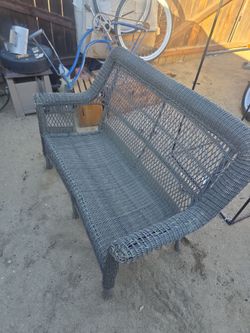 Outdoor Wicker Loveseat Bench