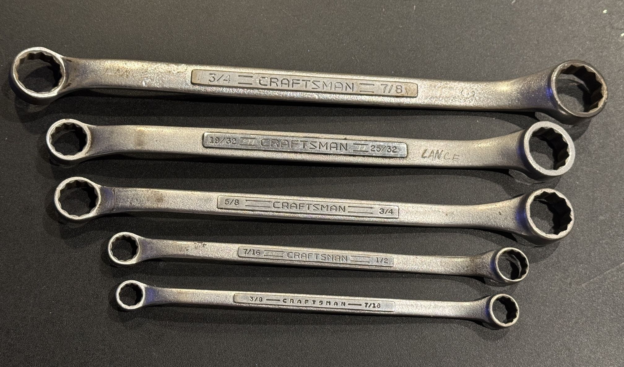 Vintage Craftsman USA 5pc SAE Offset Box Wrench Set. 3/8”-7/8”.