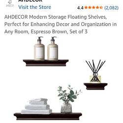 NIB AHDECOR Modern Storage Floating Shelves