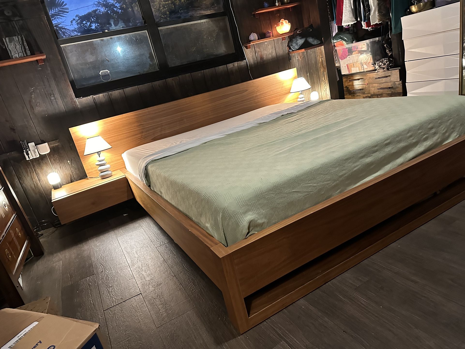 Modloft Wood California King Bed And 10” Mattress