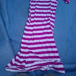 Purple   And White  Strip Dress