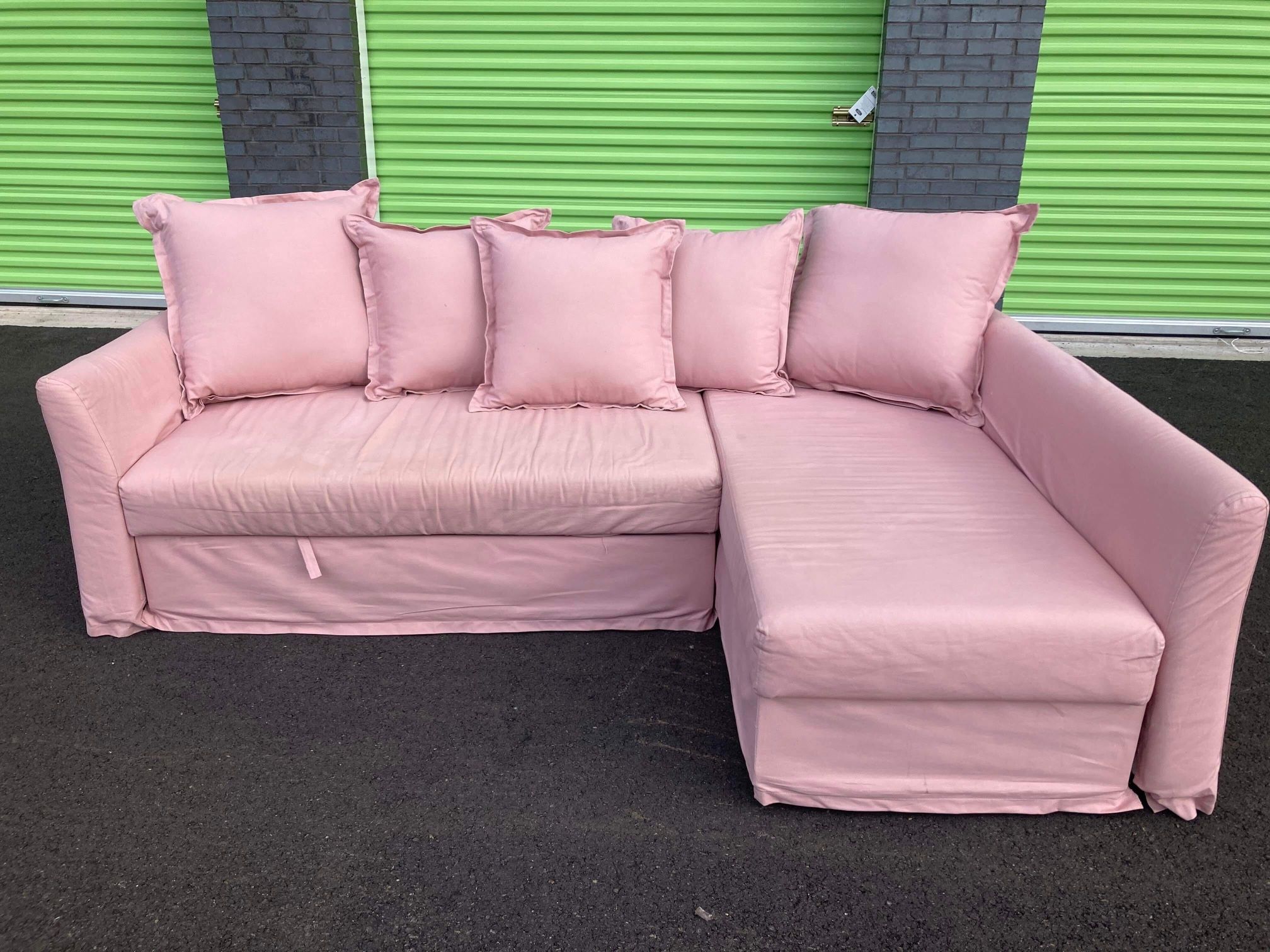 ( Free Delivery ) Ikea Friheten Pink Sectional Couch Sleeper And Storage