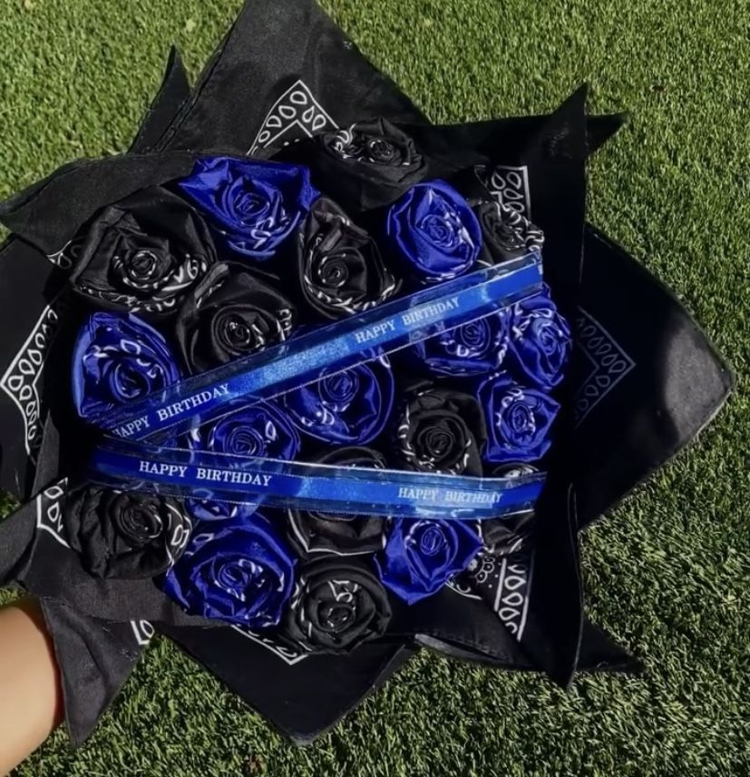 Black & Blue Bandana Bouquet