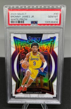 2024-25 Panini Select Bronny James Jr. Concourse RC White Prizm #/149 PSA 10