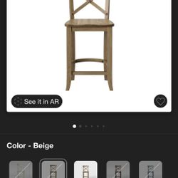 Set Of 2 Beige Wood Counter Height Barstools 