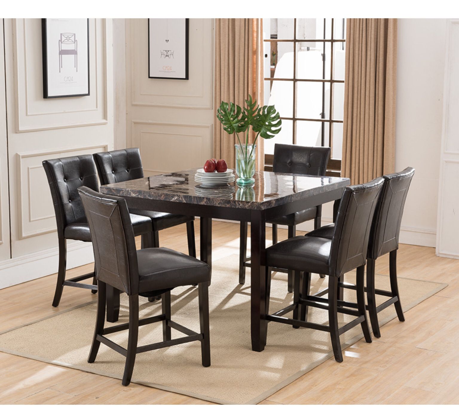 Marble Dining Table & 6 Chairs On Sale $599.99