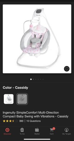 Ingenuity SimpleComfort Multi Direction Compact Baby swing.