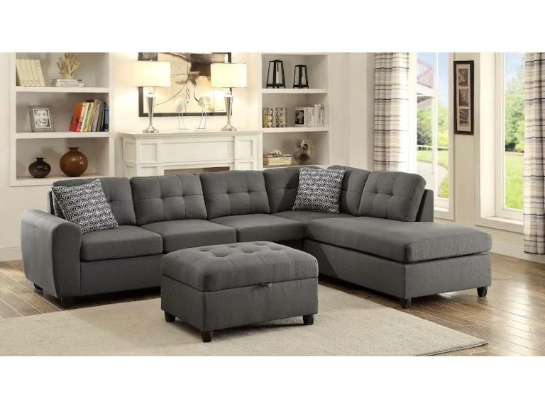 New Reversible Sectional. Grey Fabric. 79 X 110 X 34H. Free Delivery!