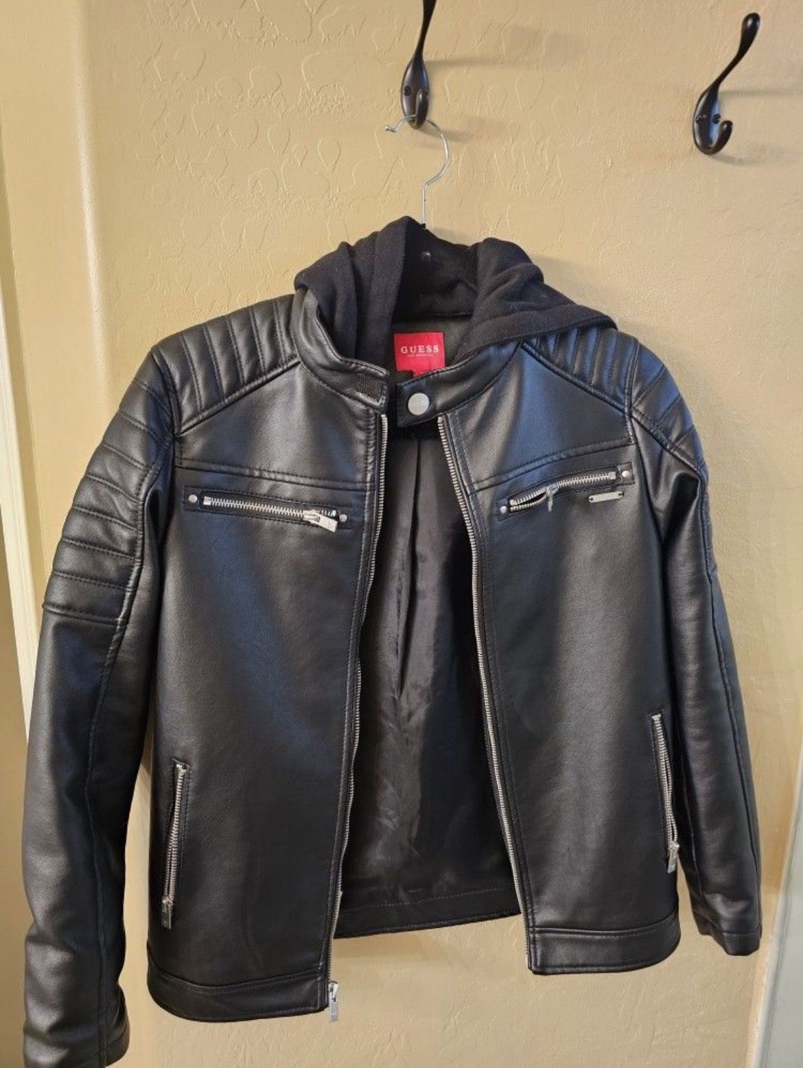 Guess Leather Black Jacket Size 12 For boys