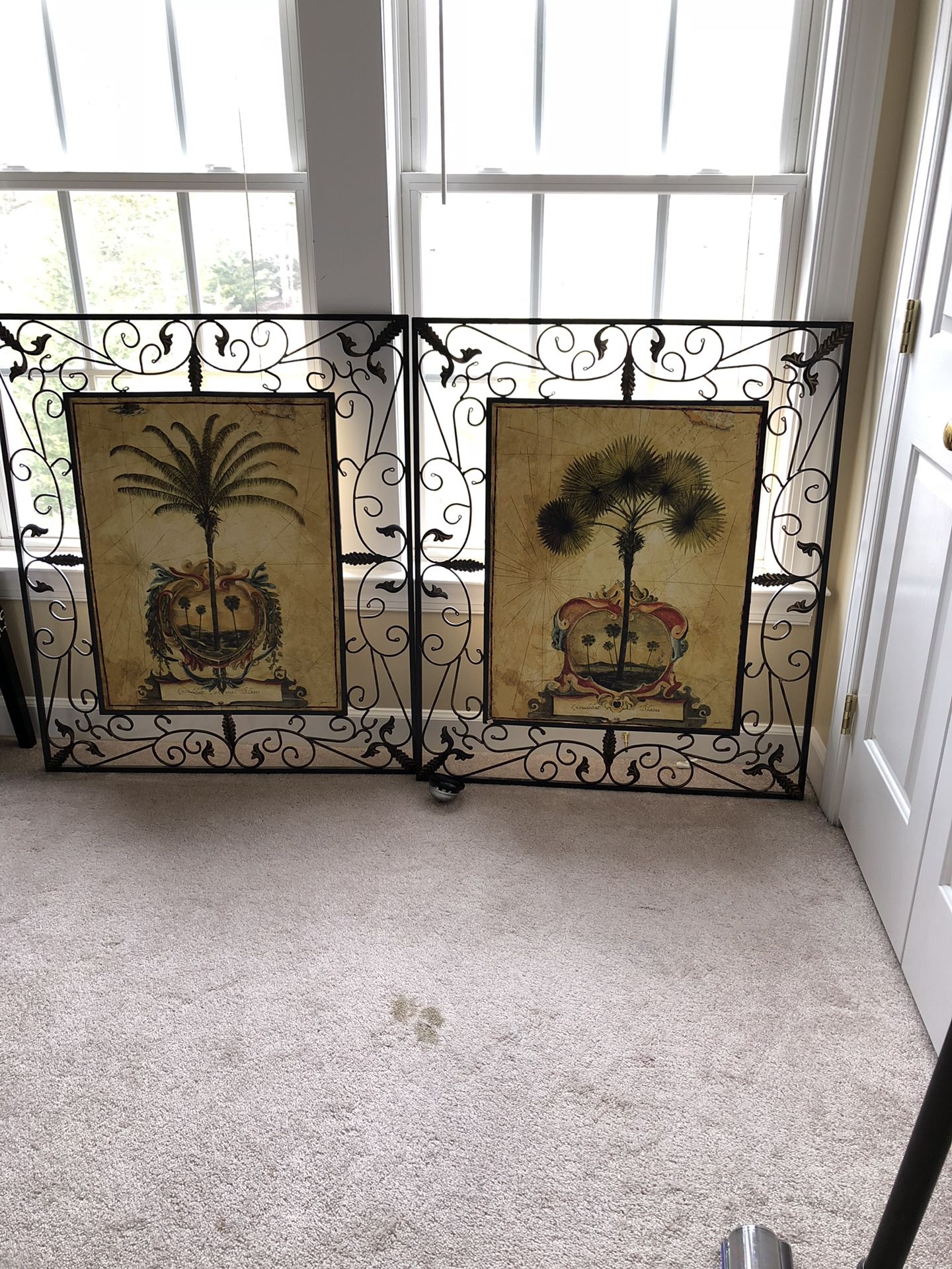 Two New huge metal hand painted wall art 34”X40” $70 for one piece