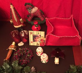 Lot of Christmas Decorations and Candle Holders