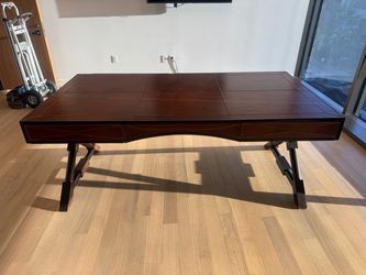 Dark Wood Writing Desk with Three Drawers