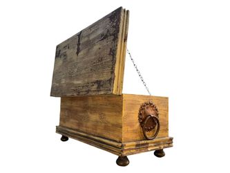 Antique Painted Handmade Spanish Colonial Chest / Trunk