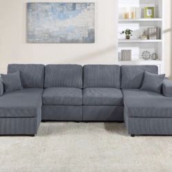 New Dark Or Light Gray Best Selling Double Chaise Sectional Sofa Couch 
