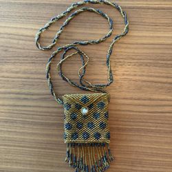 Vintage handmade tiny bag necklace