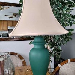 Tabletop Glass Lamp W/ Shade! 