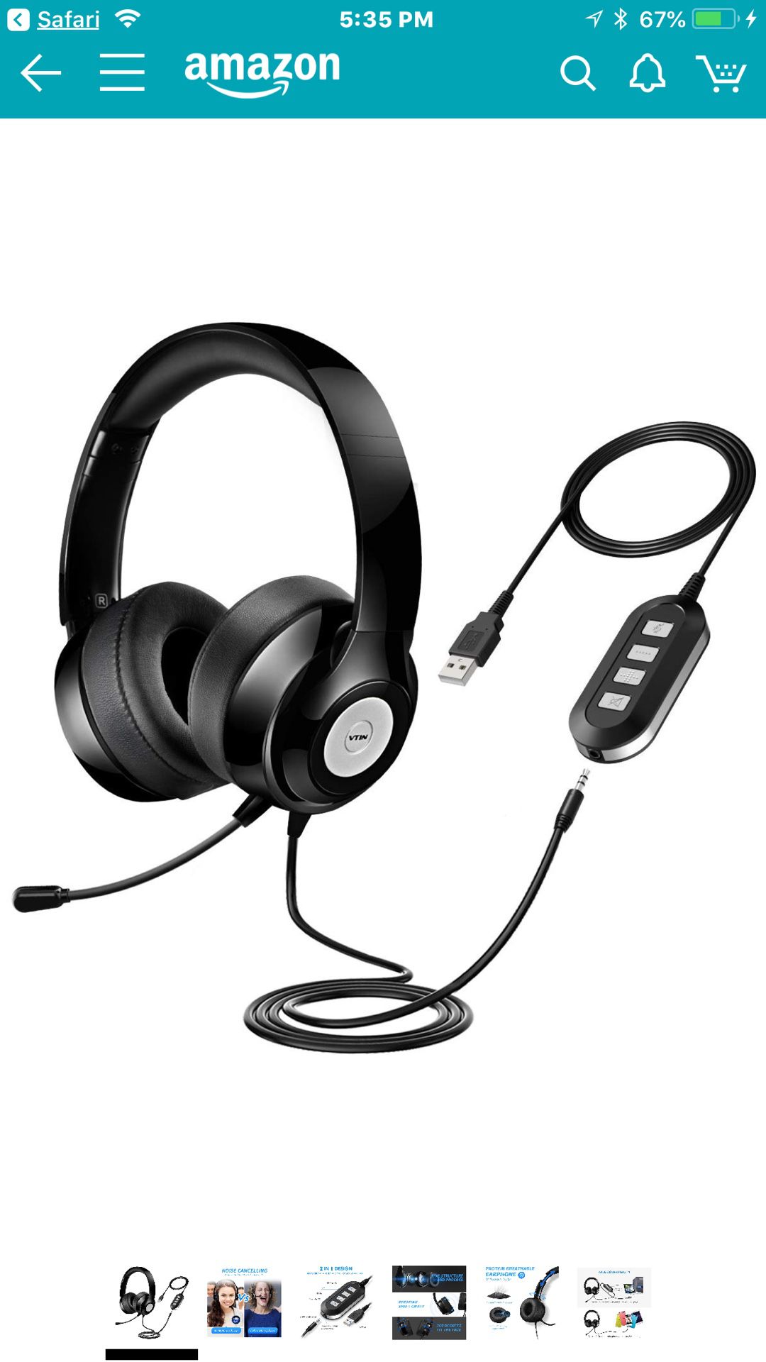 Vtin Headset with Microphone, USB Headset/3.5mm Computer Headphone Headset Noise Cancelling and Hands-Free with Mic, Stereo On-Ear Wired Business Hea