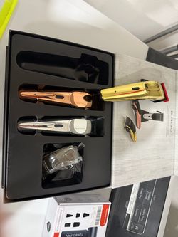 Barber case with clippers and scissors