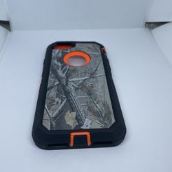 For iPhone SE , iPhone 7/8 Orange Tree Camouflage Full Cover Case With Built In Screen Protector 