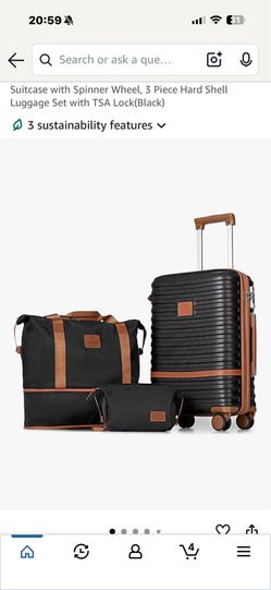 3-Piece Front Opening Cover Carry-on Luggage Side Hooks TSA Lock Spinner Wheels YKK Zippers
