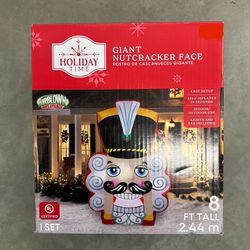 8 FT Tall Giant Nutcracker Face Airblown Inflatable Holiday Time Christmas