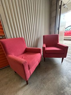 Reddish Pink Sofa Chairs, Perfect Condition