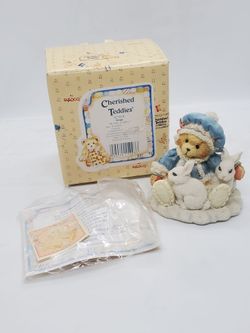 NEW Cherished Teddies Sonja Figurine Holiday rabbit birthday girl winter bunny cuddle

MINT CONDITION,  STORED IN THE BOX, never displayed 
Box in goo