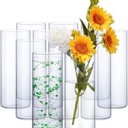 12 Pack Glass Cylinder Vases Clear Flower Vase 10 Inches Tall 