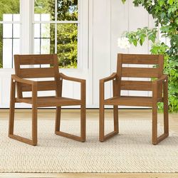 HDPS Outdoor Dining Chairs Set of 2, 350LBS, Patio Dining Chairs with Armrest, All Weather Outdoor Kitchen Chairs with Square Frame Legs for Outdoor I