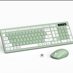 Wireless Keyboard & Mouse Combo – Avocado Green 