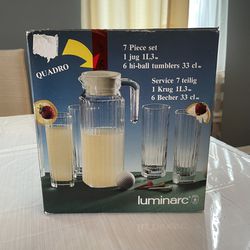 Luminarc 7 Piece Glass Beverage Set - New