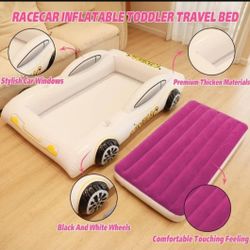 KINMAC RACECAR INFLATABLE TRAVEL BED FOR TODDLERS