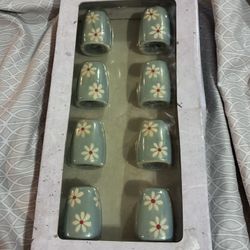 Pfaltzgraff Dazee Sky Mini Salt & Pepper Shakers Daisy Blue 4 Sets NIB