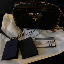 Prada  Nappa Gaufre Quilted , Black, Small Sling Bag