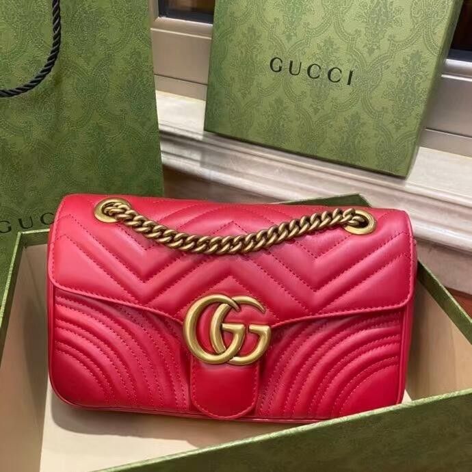 Red 𝐆𝐮𝐜𝐜𝐢 𝐌𝐚𝐫𝐦𝐨𝐧𝐭 Shoulder Chain Bag