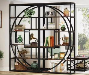 XK00408 set of 2 Bookshelf, Industrial 5-Tier Etagere Bookcase, 70.8" Tall Bookshelf with 8 Storage Shelf, Book Shelf Display Tack Shelving Unit for H