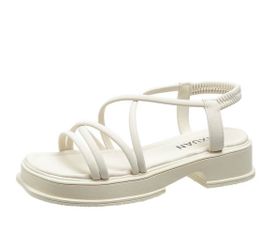 Roman Sandals with Open Toe And Elastic Strap Color Beige Size 7
