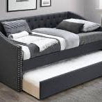 New Day Bed With Trundle.  Dark Grey / Khakis.  82x42x36H.  Trundle 76 X 42 X 13h.  Free Delivery!