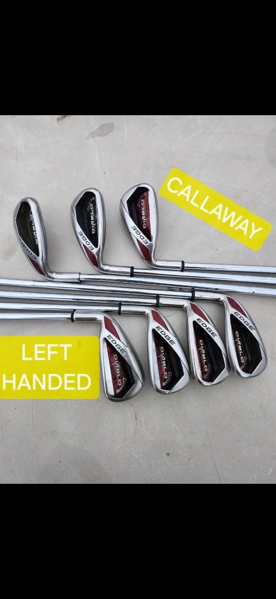 LEFT HAND CALLAWAY DIABLO EDGE STEEL UNIFLEX GOLF IRONS 5-PW +AW