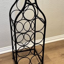 Black Metal Iron Wine Bottle Shaped Rack Holder