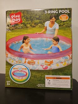 Play Day 3-Ring Inflatable Pool In Mermaid Design