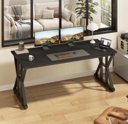 55" /63”Large Computer Desk with Thickened Frame ,Modern Simple Executive Desk, Larger Gaming Desk,Black