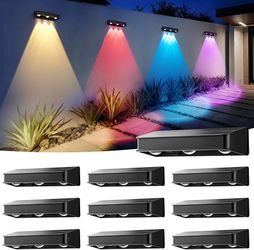 AUDERWIN Solar Fence Lights, 1200 mAh Solar Wall Lights Outdoor Waterproof IP65 led for Outside Backyard, Patio, Front Porch, Yard, House, Garden, Poo