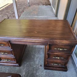 Solid Wood Desk With File Cabinet