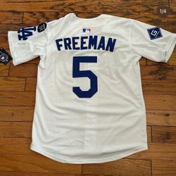 $45 Grey, Blue Or white World Series 2025 patch Freddie Freeman Los Angeles Dodgers Jerseys #5 With Valenzuela Patch large