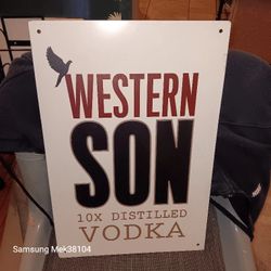 WesternSON Vodka Metal Tin Sign Vintage 1980s