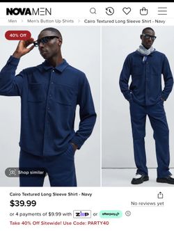 NAVY BLUE BUTTON COTTON SHIRT XL FASHIONOVA MEN