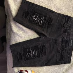 Black Craft Patched Skinny Jorts